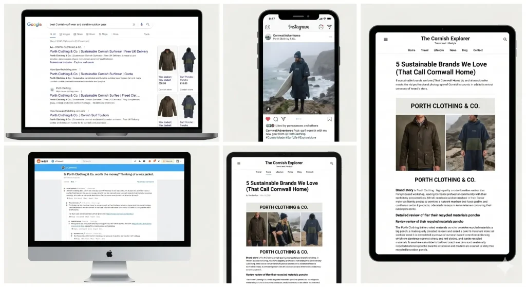Online branding everywhere for a Cornish clothing company